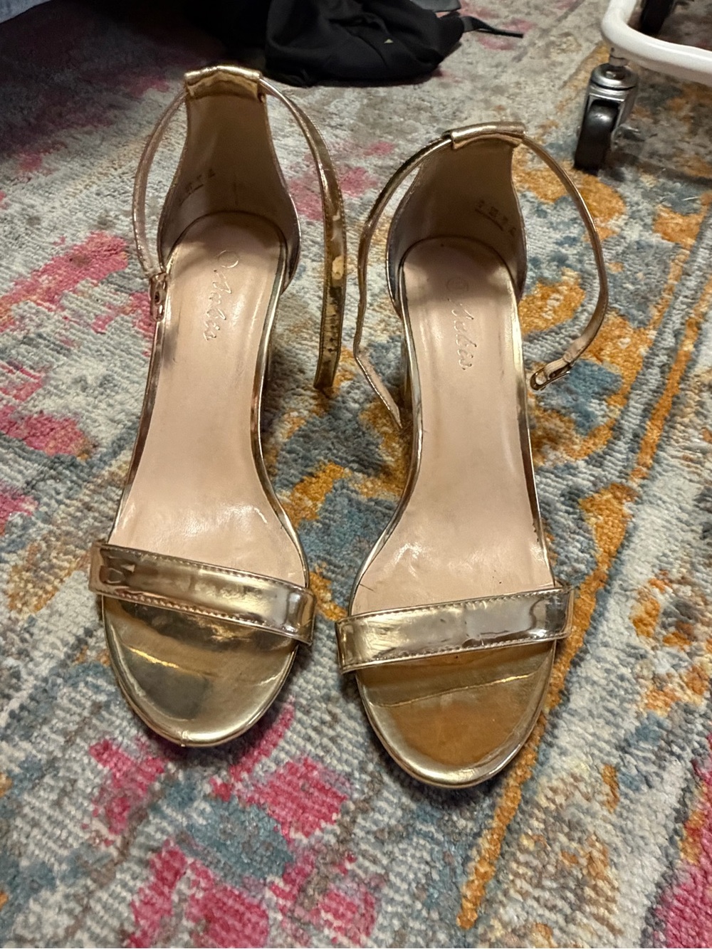 Metallic Gold Ankle-Strap Heels for Women